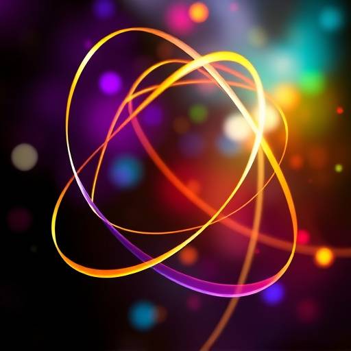 Concetto astratto di luci che si intrecciano, simboleggiando la creativit&agrave; e la collaborazione.